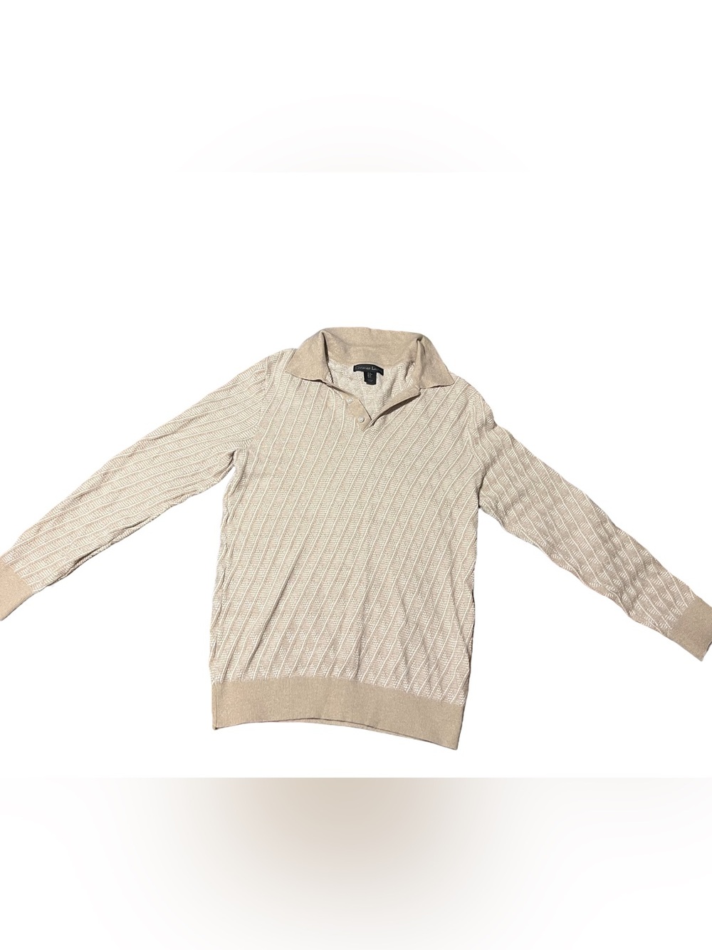 Christian Lacroix Men's Beige Cable-Knit V-Neck Sweater